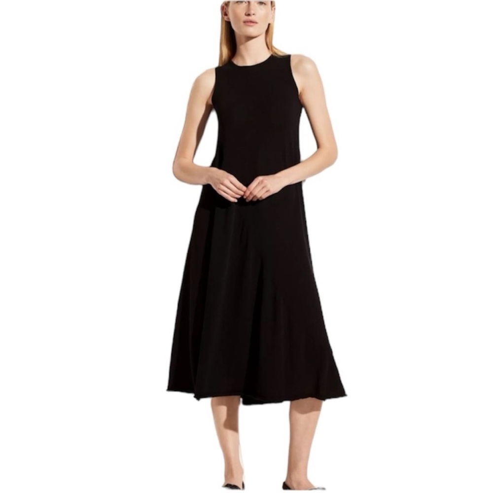 Vince Shirred Black Tank Dress